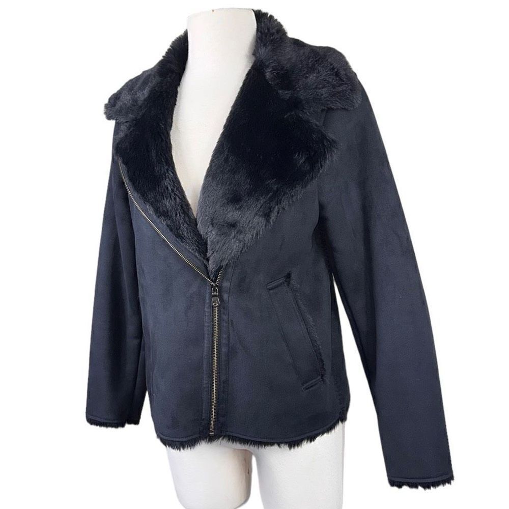 Uniqlo Black Faux Suede and Faux Fur Women’s Jacket in size Small - Picture 3 of 9
